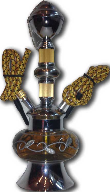 SHISHA NARGUILA MARRON 25cm 2 BOQUILLAS FINAS